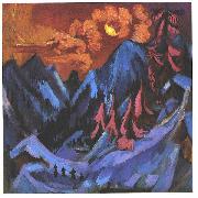 Ernst Ludwig Kirchner Winter moon landscape Spain oil painting artist